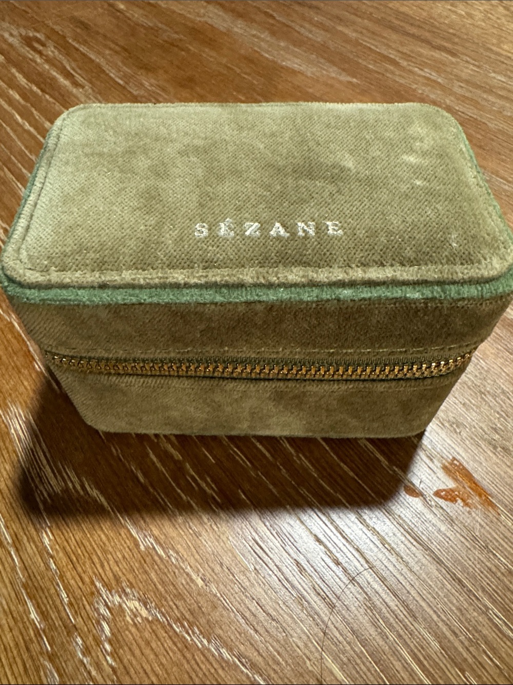 Green Velvet Travel Jewelry Case